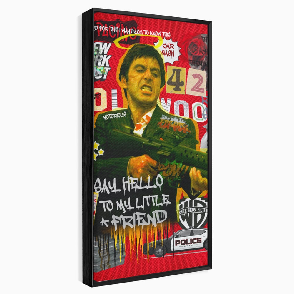 Tablou canvas cu tablou canvas cu portretul lui alfredo pacino, in rama de aluminiu negru